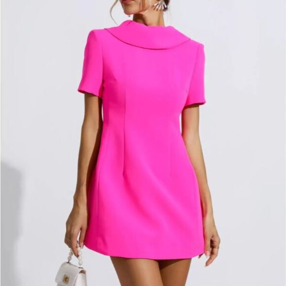 Catchall Dresses & Skirts - Catchall Jacqueline Bright Pink Bow Mini Dress